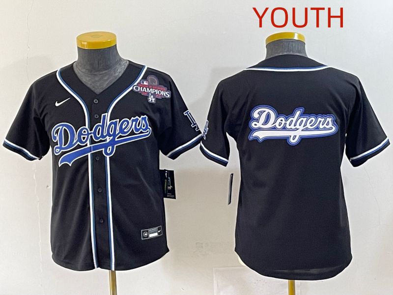 Youth 2025 Los Angeles Dodgers Blank Black Three generations Fashion Nike MLB Jersey style 20->youth mlb jersey->Youth Jersey
